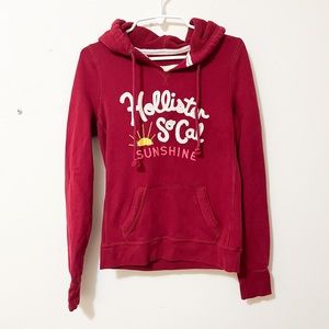 Hollister Red Hoodie with White and Yellow Accents